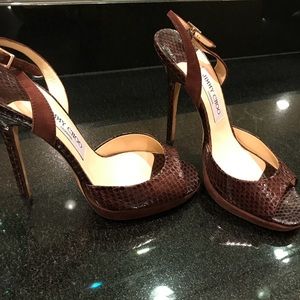 Jimmy Choo brown snake skin heels